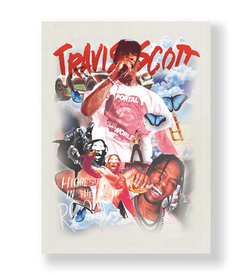 Travis Scott's Dreamscape Pop Culture Wall Art with Butterflies and Car in Pastel Tones for Indian Home Decor