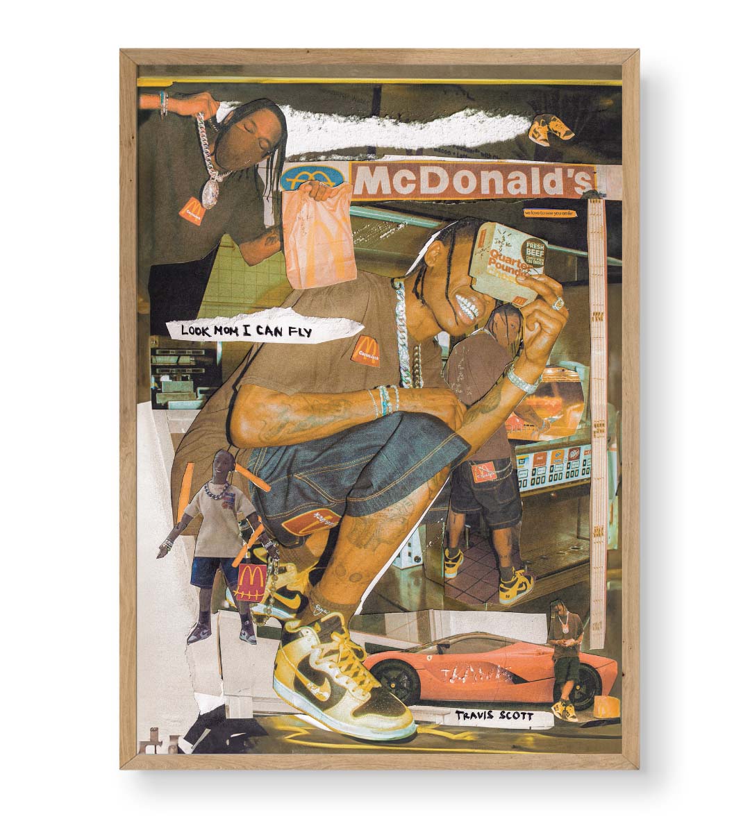 Travis Scott McDonald's Collab Pop Culture Wall Art with Sneakers and Car in Vibrant Tones for Indian Home Decor