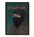 Vincent Van Gogh parody canvas wall art with ski mask and Art Is Not a Crime text, ideal for modern Indian home decor.