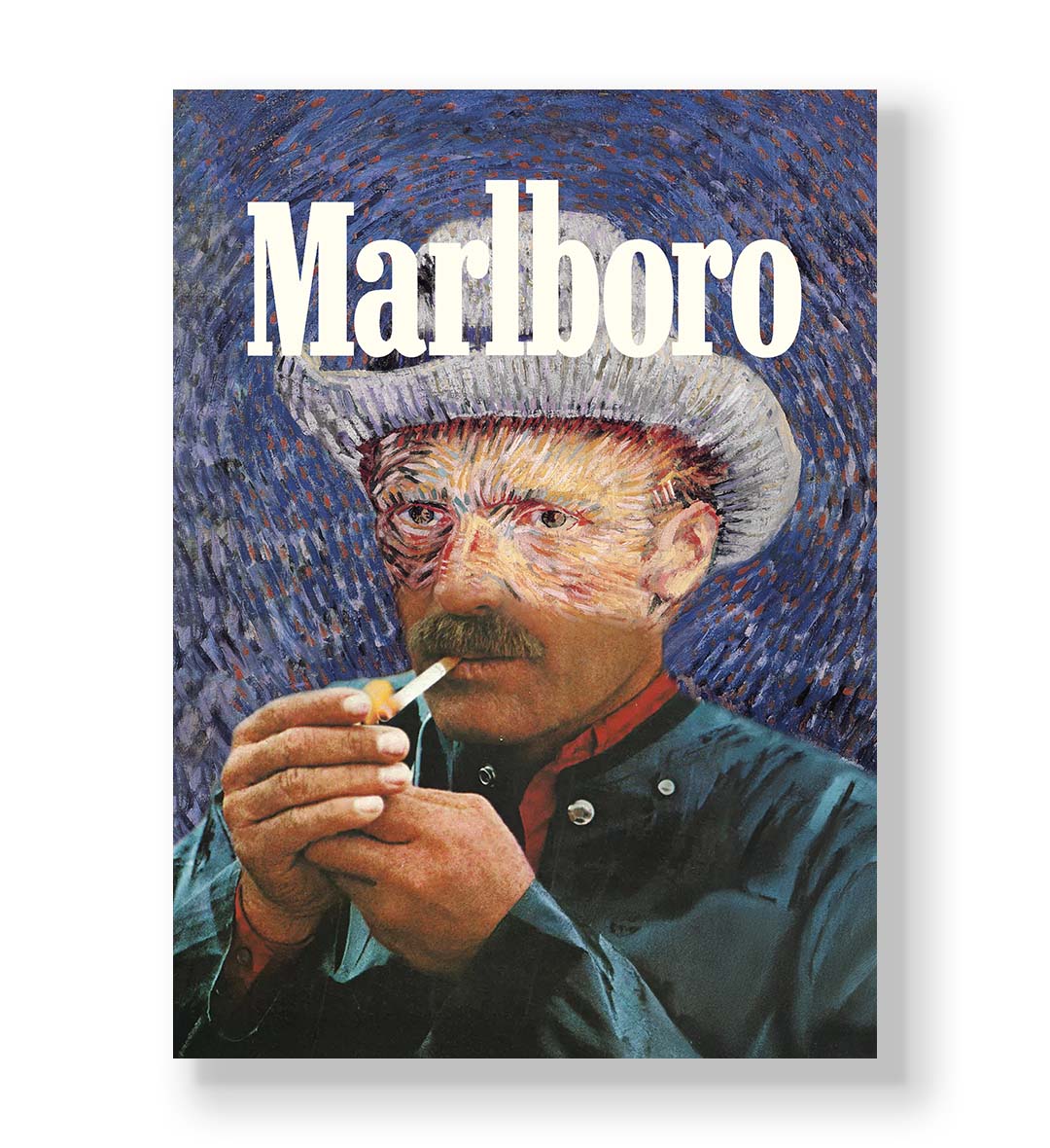 Vincent Van Gogh parody canvas wall art as Marlboro cowboy, perfect for modern Indian home decor.