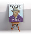 Vincent Van Gogh parody canvas wall art as Vogue Man cover with Gucci jacket, ideal for modern Indian home decor.