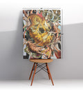 Wild Gaze surreal tiger wall art canvas print with snakes and birds for Indian home decor.